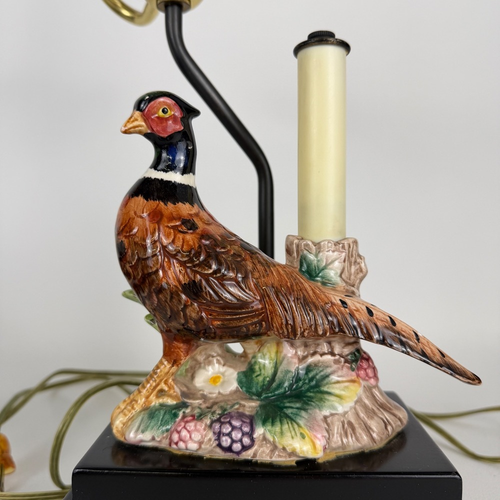 Fitz and Floyd Table Lamp Frederick Cooper Pheasant Vintage Ceramic Brass - Picture 11 of 16
